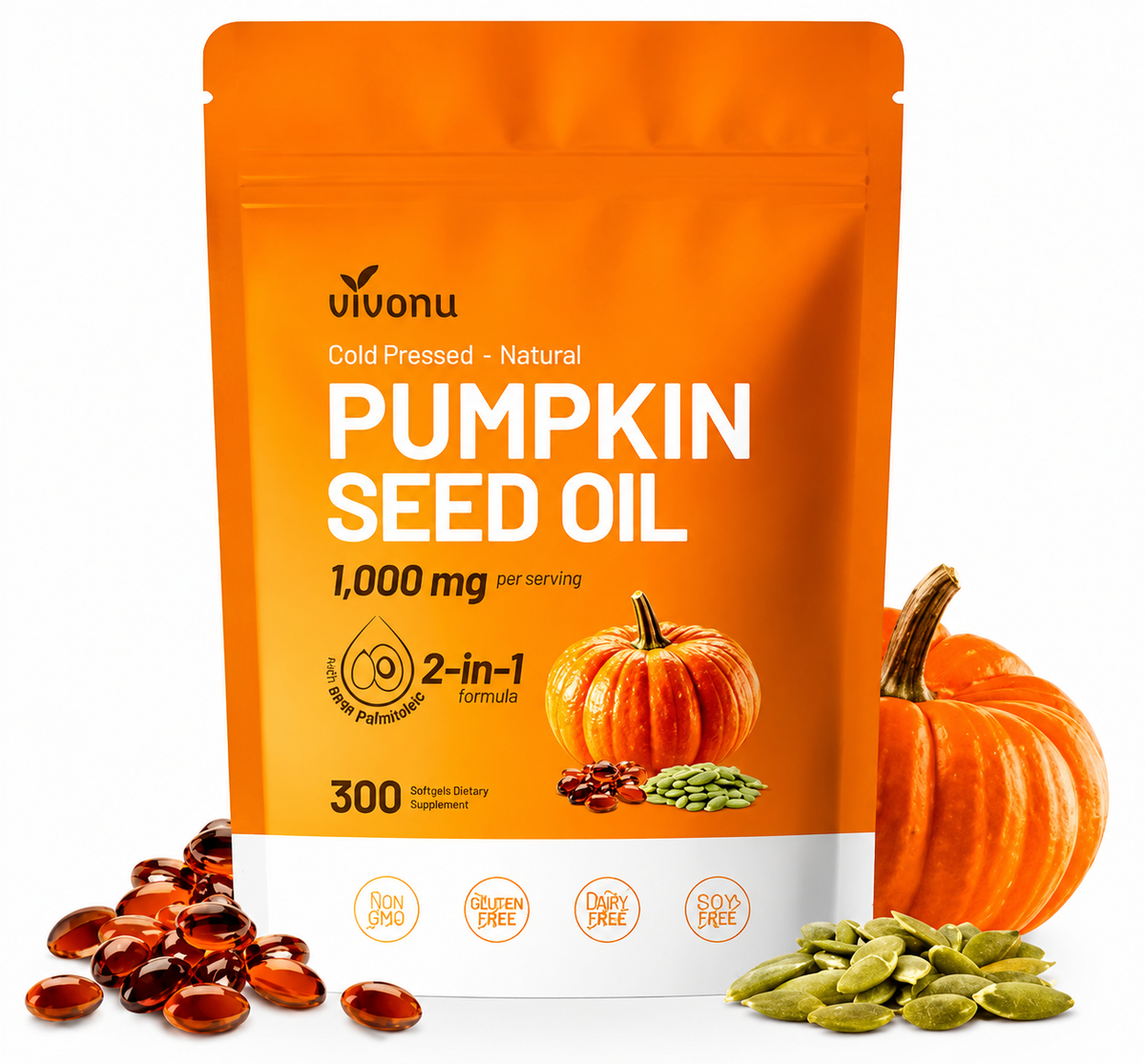 Suplemento VIVONU de semillas de calabaza, frasco