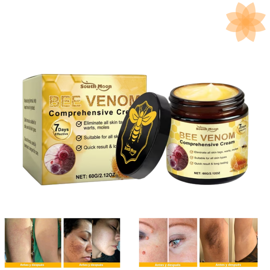Crema cosmética con veneno de abeja, vista frontal