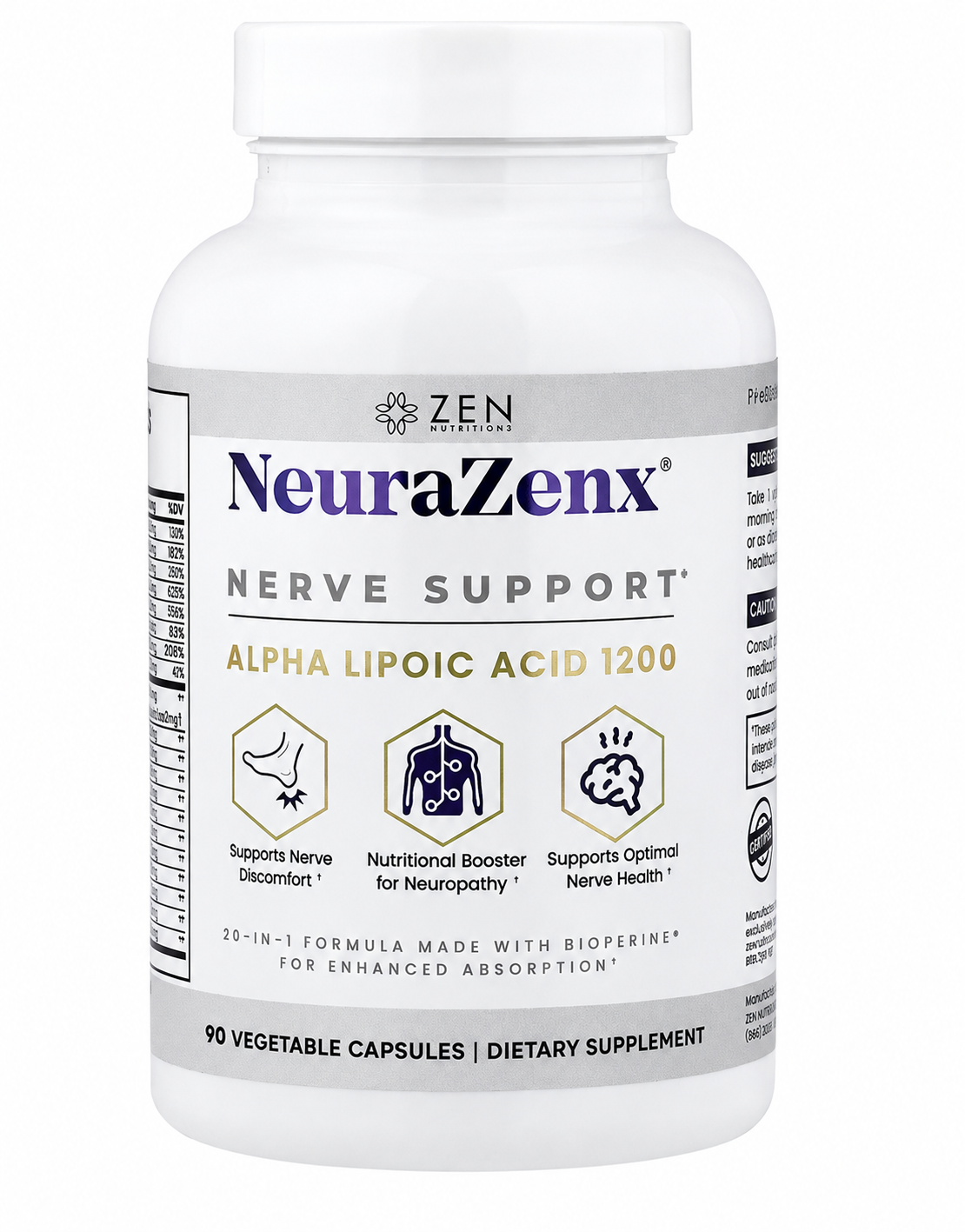 Suplemento NeuraZenX Nutrients, frasco