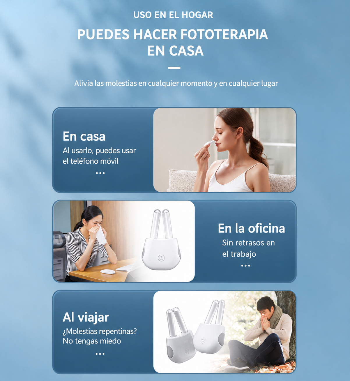 Descongestionador nasal infrarrojo, detalle del control