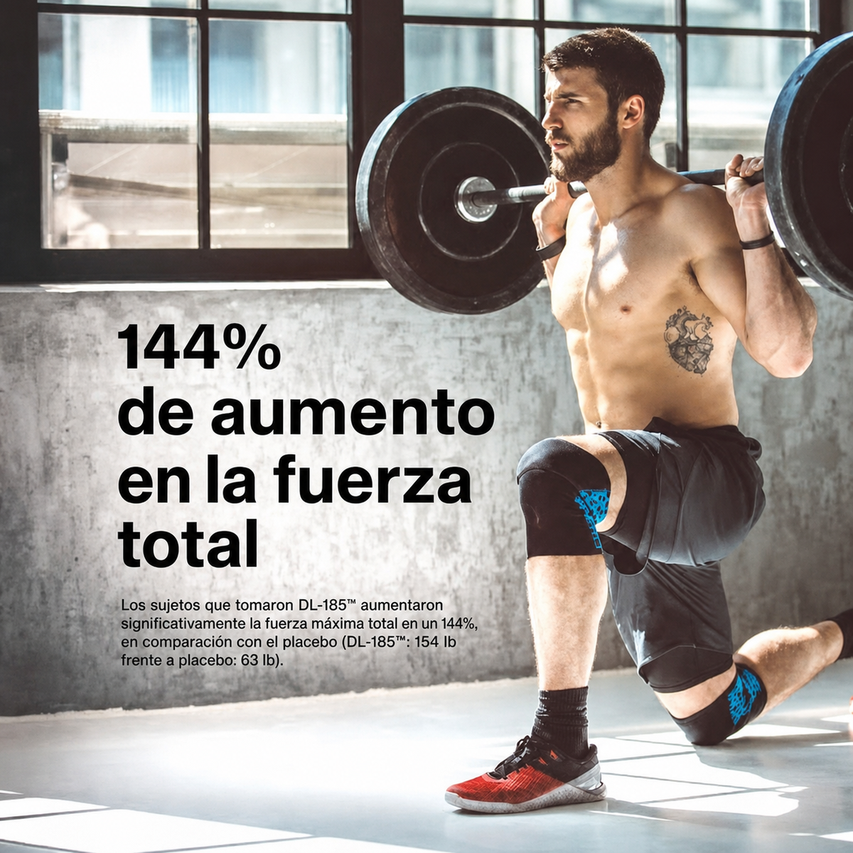 Atleta realizando entrenamiento de fuerza con Muscle Peptide 185